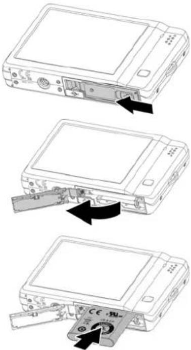 Diagram showing three steps of an electronic device with labeled components and directional arrows indicating process flow.