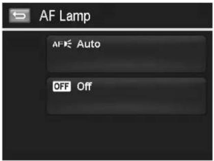AF Lamp AF Auto OFF Off