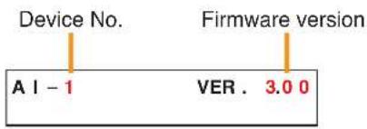 Device No. A I - 1 Firmware version VER . 3.0 0