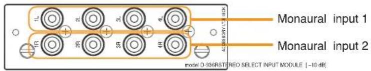 Monaural input 1 Monaural input 2 model D-936RSTREO SELECT INPUT MODULE [-10 dB]