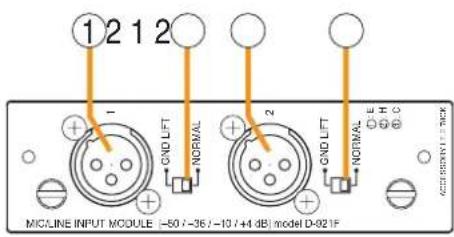 ①212 CND LIFT NORMAL CND LIFT NOTIMAL E H C MICLINE INPUT MODULE =50 / -36 / -10 / +4 dB model D-921F