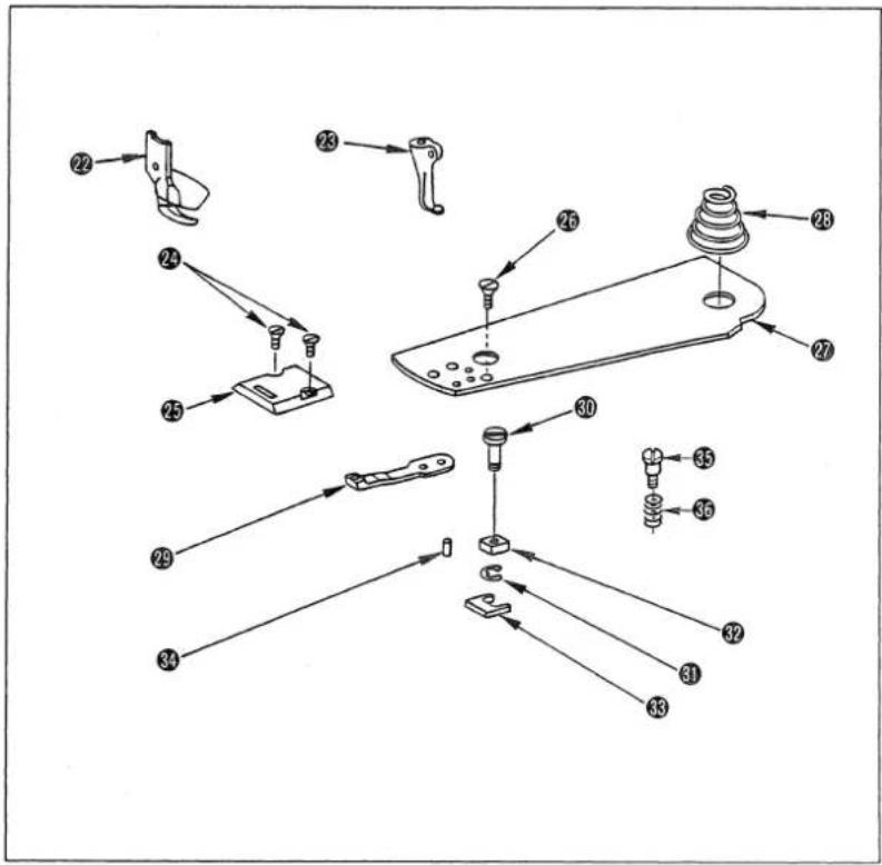 Exploded view diagram of a mechanical assembly with numbered parts for identification