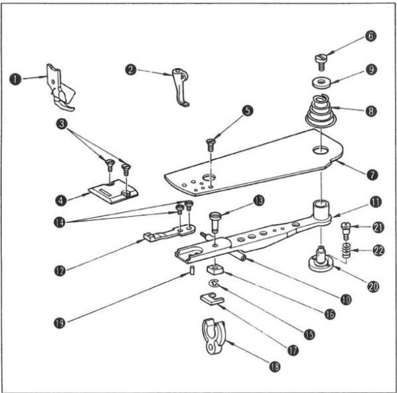 Exploded view diagram of a mechanical assembly with numbered parts for identification