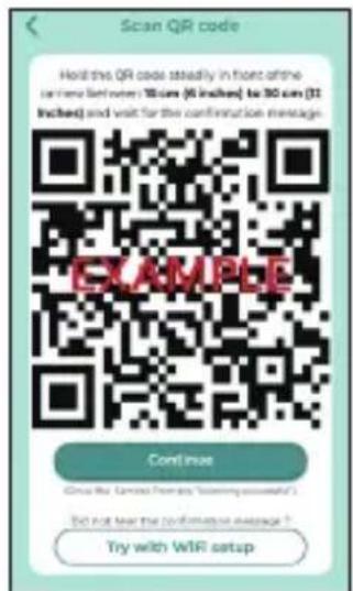 Scan QR code Hold the QR code steadily in front of the channel between Wires (4 inches) to 30 cm (31 Inches) and visit for the confirmation message. SAMPLE Continue (Once the Cramba Format, "Swimming certificate") Did not wear the confirmation message * Try with WIR setup