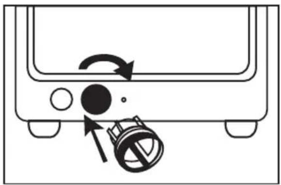 Diagram of a device with a rotary knob and directional arrows indicating motion (no text or symbols)
