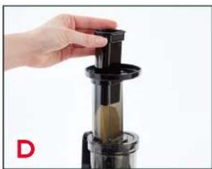 Hand holding a black cylindrical device with a wooden handle, no visible text or symbols