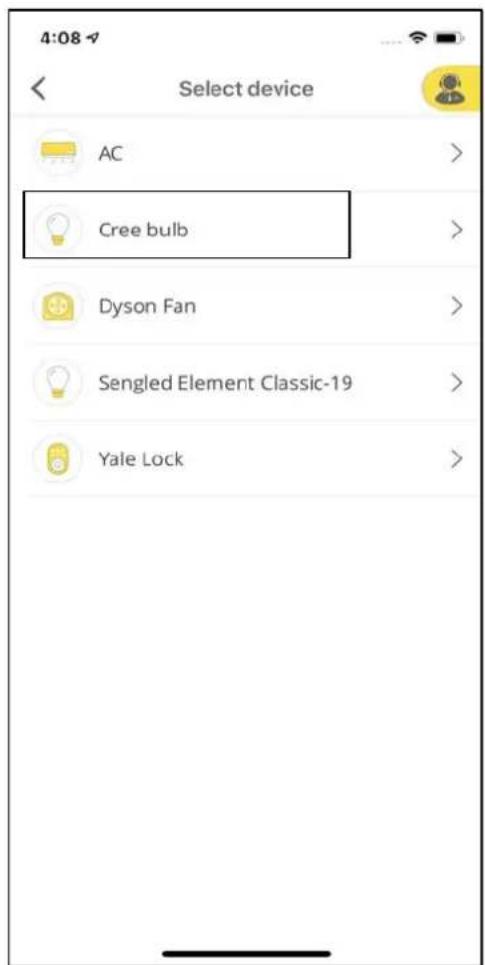 4:08 Select device AC Cree bulb Dyson Fan Sengled Element Classic-19 Yale Lock