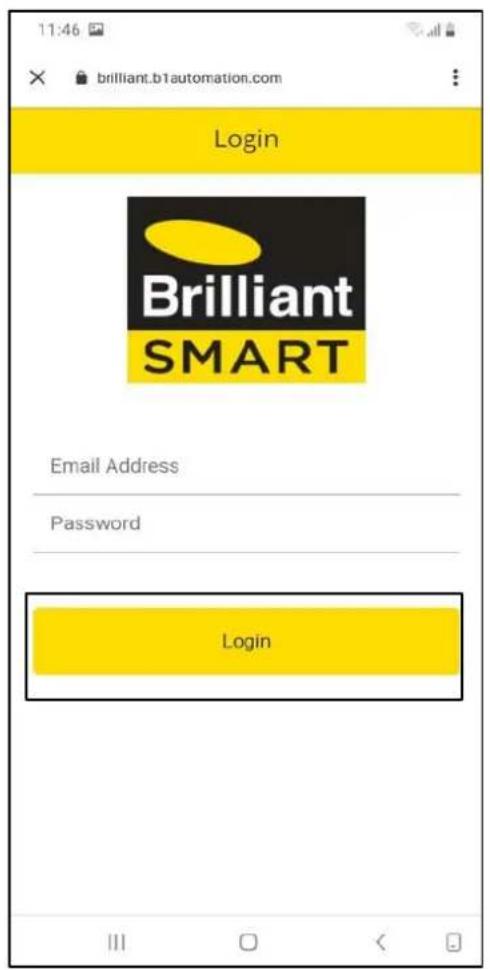 11:46 brilliant.b1automation.com Login Brilliant SMART Email Address Password Login