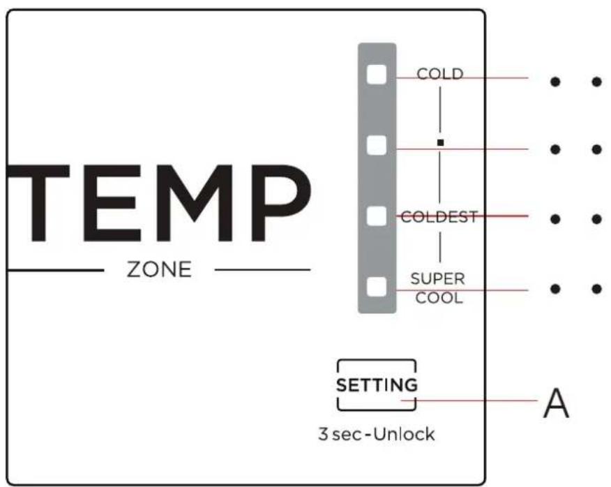 TEMP ZONE COLD COLDEST SUPER COOL SETTING 3 sec-Unlock A
