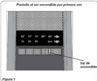 Pantalla al ser encendido por primera vez 65° 70° 73° 80° 85° n@gx 1h 2h 4h low high luz de encendido Figura 1