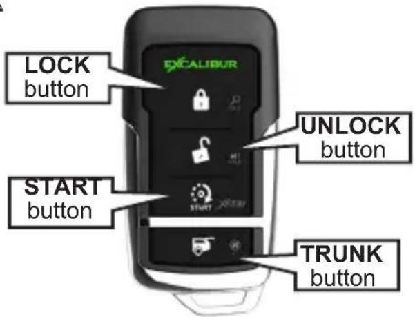 DEXCALIBUR LOCK button START button UNLOCK button TRUNK button