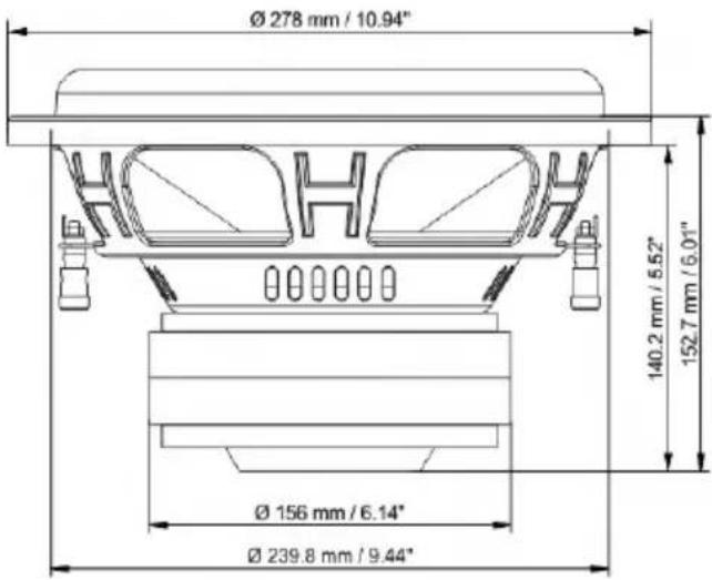 Ø 278 mm / 10.94" 140.2 mm / 5.52" 152.7 mm / 6.01" Ø 156 mm / 6.14" Ø 239.8 mm / 9.44"