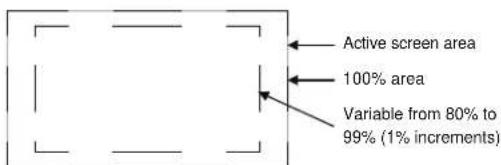 Active screen area 100% area Variable from 80% to 99% (1% increments)