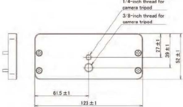 1/4-inch thread for camera tripod 3/8-inch thread for camera tripod 27 ±1 39 ±1 52 ±1 61.5 ±1 123 ±1
