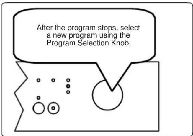 After the program stops, select a new program using the Program Selection Knob.
