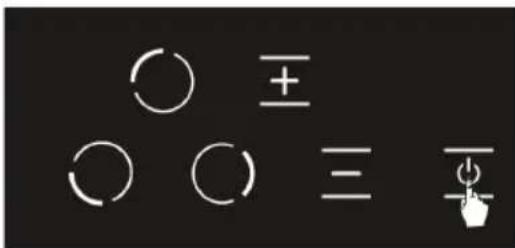 Electrical circuit symbols including open/closed circles, plus/minus signs, and a power switch icon