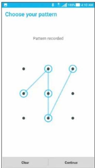Choose your pattern Pattern recorded Clear Continue