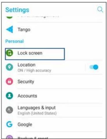 Settings Tango Personal Lock screen Location ON / High accuracy Security Accounts Languages & input English (United States) Google Backup & reset