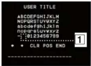 USER TITLE ABCDEFGHIJKLMNOPQRSTUVWXYZ abcdefghijklmnopqrstuvwxyz -0123456789 + • CLR POS END 1