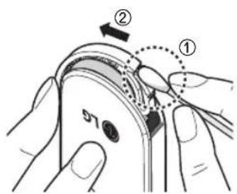 Diagram showing a hand holding a device with labeled parts and directional arrows indicating movement or positioning.