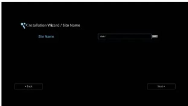 Installation Wizard / Site Name Site Name Auto Back Next