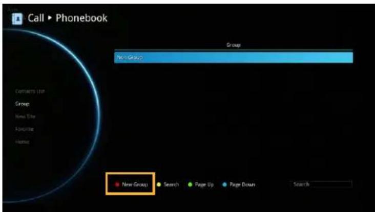 Call ▶ Phonebook Group Non Group Search Page Up Page Down Search New Group