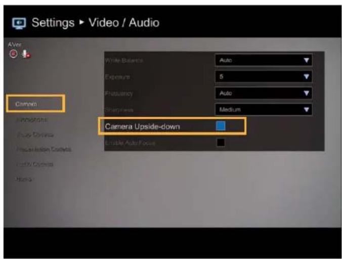 Settings ▶ Video / Audio A/Ver Camera Photography Audio Coverage Presets & Settings Audio/ Candles Hues White Balance Auto Capture 5 Frequency Auto Medium Camera Upside-down Eluable Auto Focus
