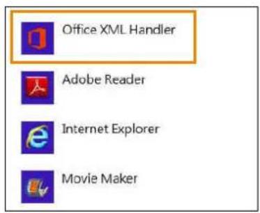Office XML Handler Adobe Reader Internet Explorer Movie Maker