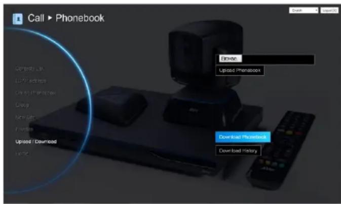 Call ▶ Phonebook Download Upload Phonebook Download Phonebook Download History