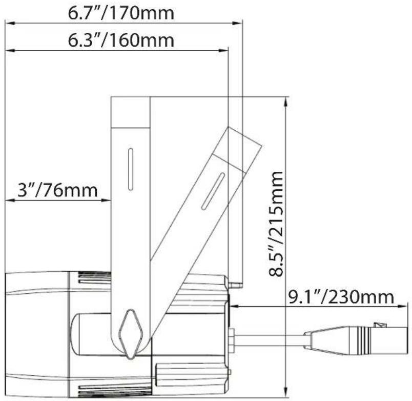 6.7"/170mm 6.3"/160mm 3"/76mm 8.5"/215mm 9.1"/230mm