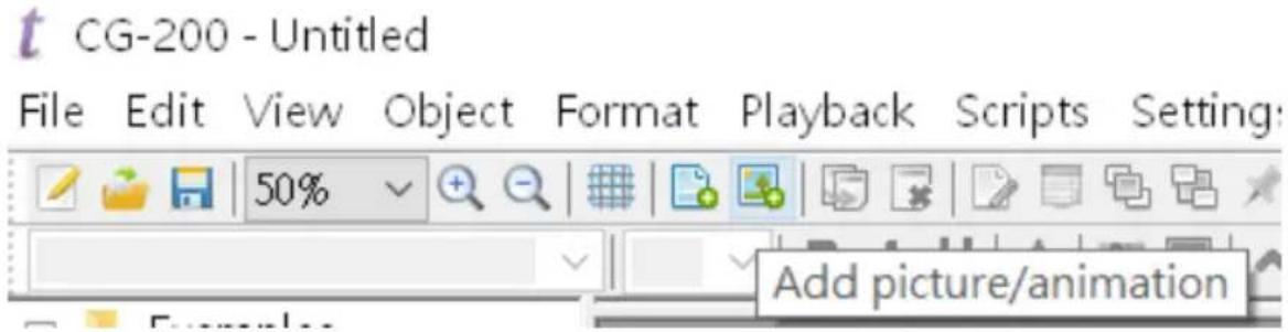 t CG-200 - Untitled File Edit View Object Format Playback Scripts Setting: 50% Add picture/animation