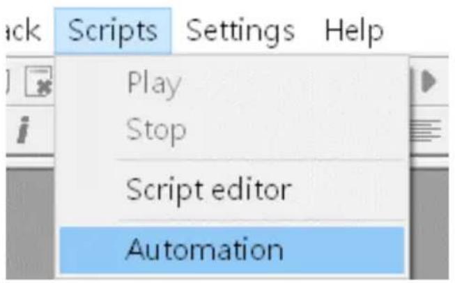Back Scripts Settings Help Play Stop Script editor Automation