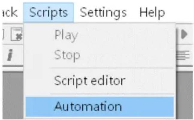 Back Scripts Settings Help Play Stop Script editor Automation