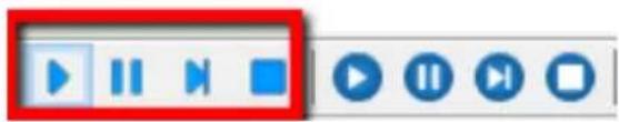 Media player control bar with playback and play buttons, red border highlighting the play button