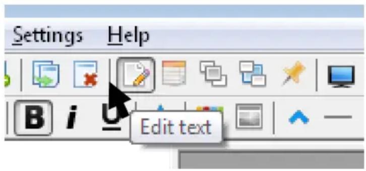 Settings Help Edit text