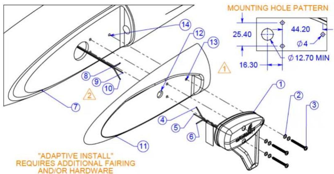 "ADAPTIVE INSTALL" REQUIRES ADDITIONAL FAIRING AND/OR HARDWARE