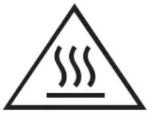 Warning symbol with steam inside a triangle, indicating heat or hazard