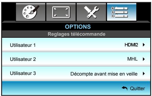 OPTOMA EH341 - Menu Options - Réglages télécommande - 1