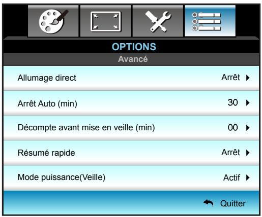 OPTOMA EH341 - Menu Options - Avancé - 1