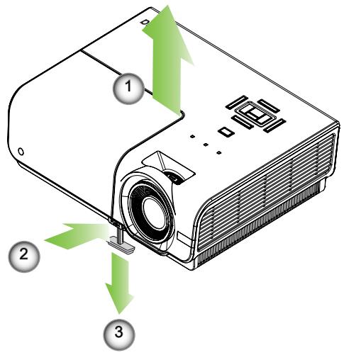 OPTOMA EH500 - Réglage de la hauteur du projecteur - 2