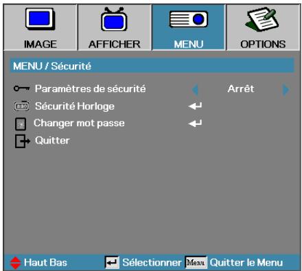 OPTOMA EH503 - Menu | Sécurité - 1