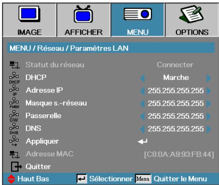 OPTOMA EH503 - Paramètres LAN - 1