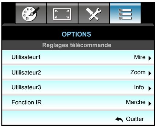 OPTOMA EH504 - Menu Options - Réglages télécommande - 1