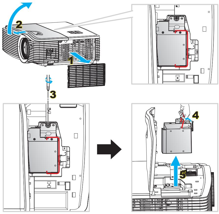 OPTOMA EH504 - Remplacement de la lampe (suite) - 1