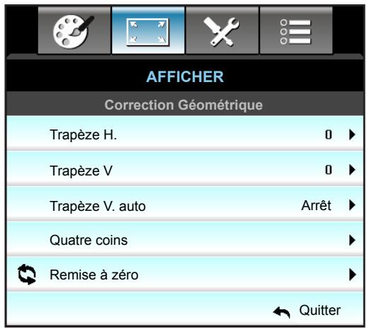 OPTOMA EH504 - Menu de correction géométrique de l'affichage - 1
