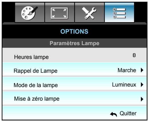 OPTOMA EH504 - Menu Options - Paramètres Lampe - 1