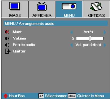 OPTOMA EH505e - Réglages | Arrangements audio - 1