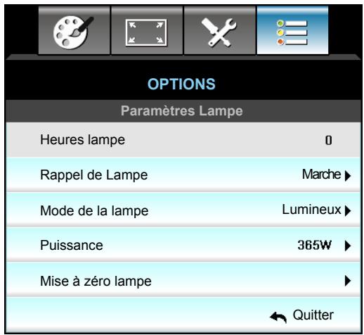OPTOMA EH515 - Menu Options - Paramètres Lampe - 1