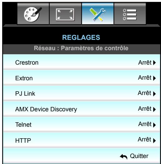 OPTOMA EH515T - Menu Configuration - Réseau - Control Settings - 1