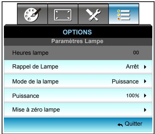 OPTOMA EH515TST - Menu Options - Paramètres Lampe - 1